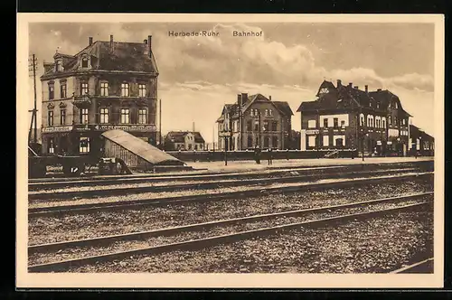 AK Herbede /Ruhr, Bahnhof und Hotel zum Bahnhof