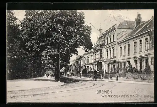 AK Bremen, Contrescarpe am Doventor, Schwan-Apotheke v. Heinrich Peschken