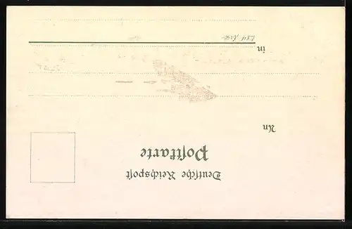 Lithographie Minden i. W., Ortsansicht mit Weserbrücke, Kriegerdenkmal, Marktplatz
