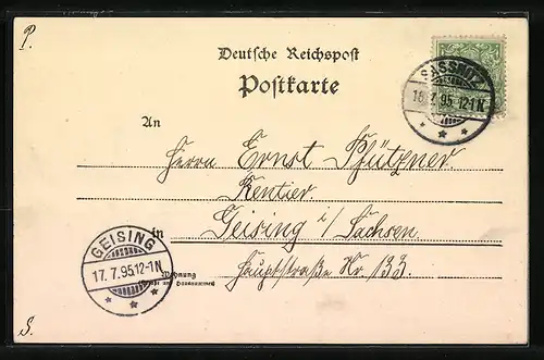 Vorläufer-Lithographie Sassnitz, Klinken, Strandhotel, Herrenbad 1895