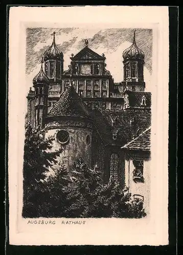 Künstler-AK Augsburg, Rathaus