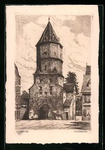 Künstler-AK Augsburg, Jakobertor