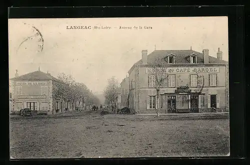 AK Langeac, Avenue de la Gare, Hotel et Cafe Bardel