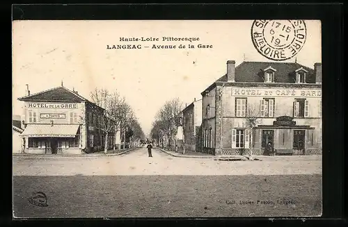 AK Langeac, Avenue de la Gare, Hôtel et Café