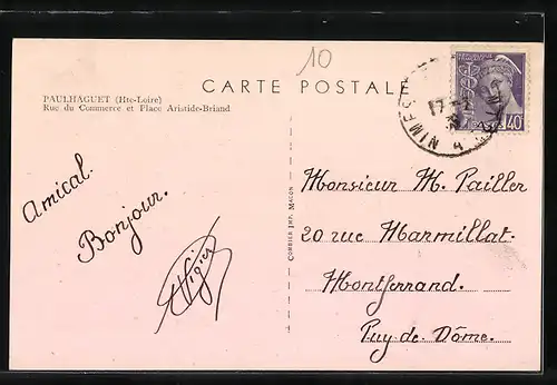 AK Paulhaguet, Rue du Commerce et Place Aristide-Briand