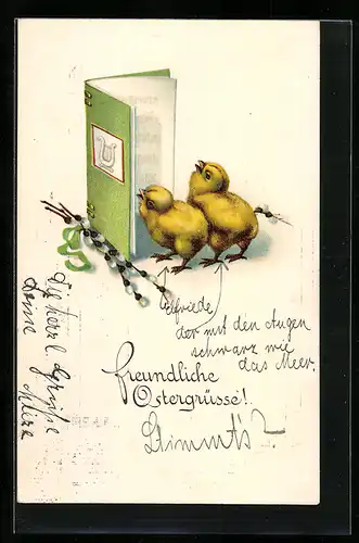 AK Osterküken zwitschern im Chor