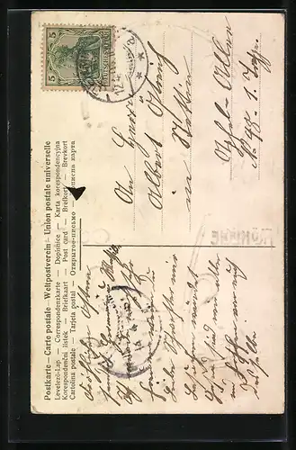 AK Fröhliche Ostern, Osterküken auf Ostereier in einem Glas