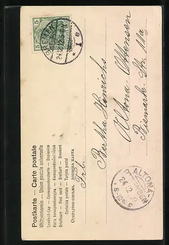 AK Weihnachtsengel mit Wunschzettel im Winterwald