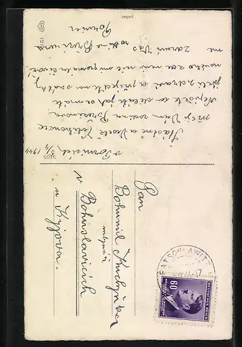 AK Osterküken mit Korb Ostereier