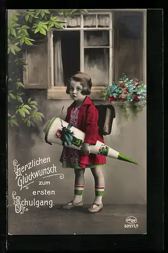 Foto-AK Amag Nr. 63971 /1: Junges Mädchen mit Schultüte