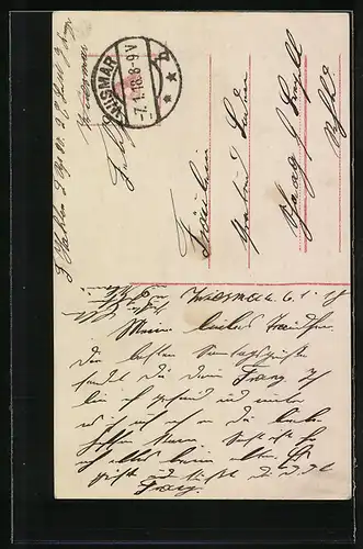 Foto-AK Amag Nr. 61816 /5: Wie oft, Geliebter, sah im Traume..., Junge Dame schreibt Liebesbrief