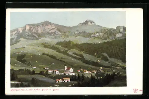AK Brüllisau, Ortsansicht mit Hohen Kasten und Kamor