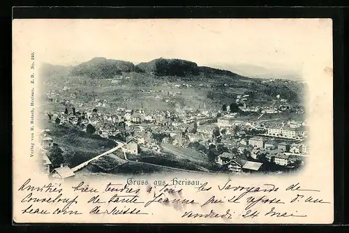 AK Herisau, Totalansicht aus der Vogelschau