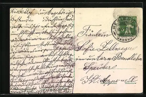 AK Herisau, Ortsansicht mit Kirche