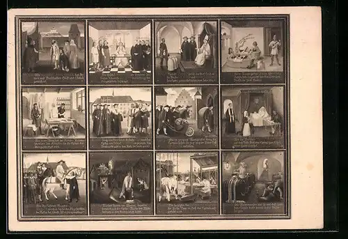 AK Würzburg, Gasthaus Bürgerspital zum hl. Geist, Tafelbild in der Vorhalle