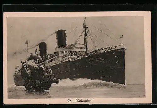 AK Bremen, Passagierschiff D. Columbus mit Karawelle Santa Maria, Norddeutscher Lloyd