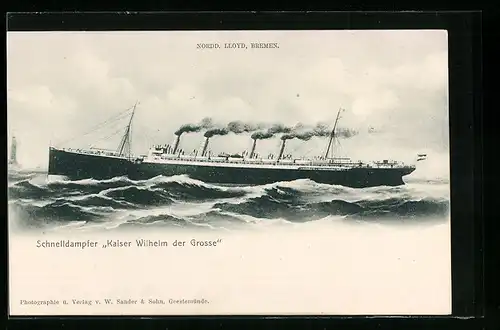 AK Schnelldampfer Kaiser Wilhelm der Grosse, Passagierschiff