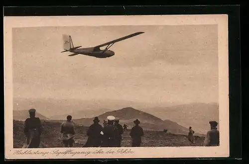 AK Hochleistungs-Segelflugzeug über der Rhön