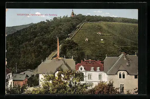 AK Wiesbaden, Nerobergbahn mit Neroberg