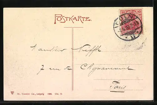 AK Köln, Frankenwerft, Stapelhaus und Martinskirche, Schiffe