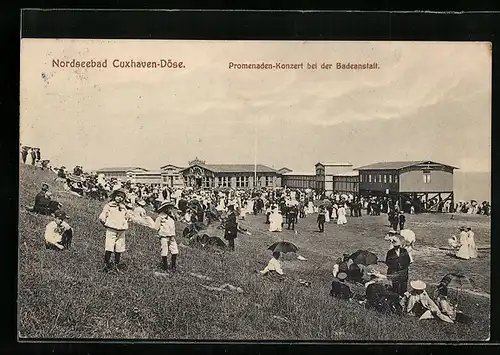 AK Cuxhaven-Döse, Promenaden-Konzert bei der Badeanstalt