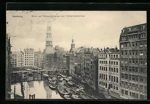 AK Alt-Hamburg, Blick auf Reimersbrücke und Catharinenkirche