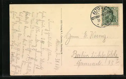 AK Hamburg-Neumühlen, Landungsbrückensteg mit Fährhaus