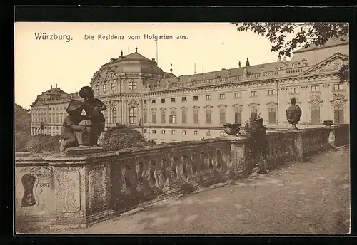 AK Würzburg, Die Residenz vom Hofgarten aus