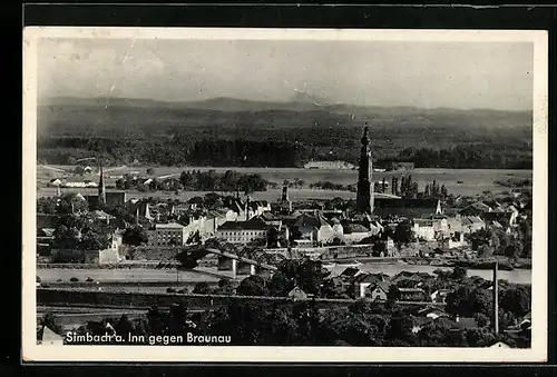 AK Simbach a. Inn, Teilansicht gegen Braunau