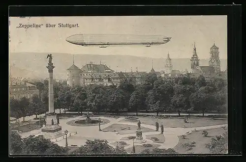 AK Stuttgart, Zeppeline über der Stadt