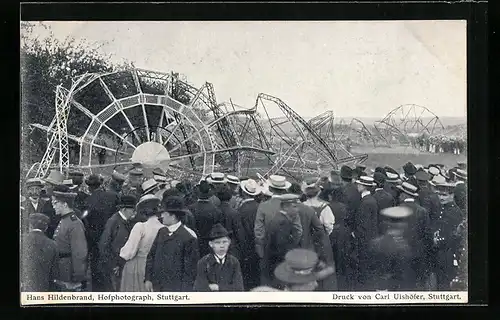 AK Echterdingen, Luftschiff nach dem Brand 1908