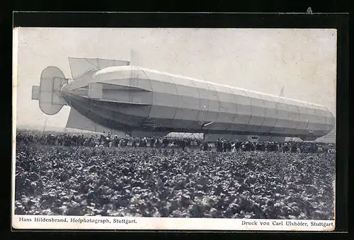 AK Echterdingen, Rückansicht nach der Landung 5. August 1908