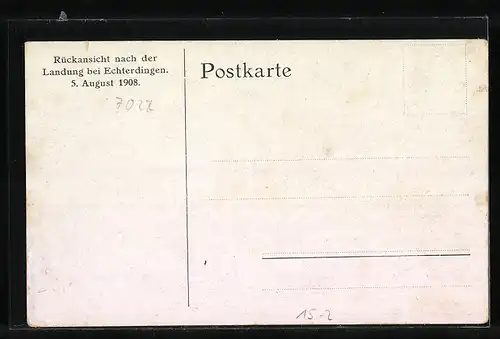 AK Echterdingen, Rückansicht nach der Landung 5. August 1908