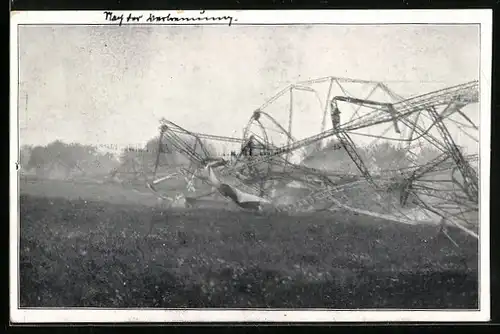 AK Echterdingen, Zeppelins Luftschiff kurz nach der Explosion