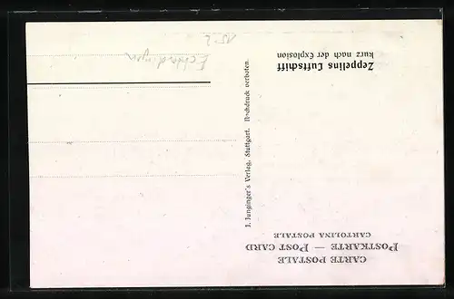 AK Echterdingen, Zeppelins Luftschiff kurz nach der Explosion