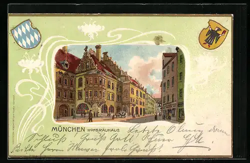 Passepartout-Lithographie München, Münchner Hofbräuhaus, Wappen