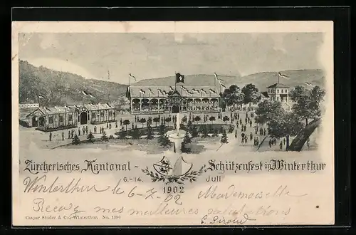 Lithographie Winterthur, Zürcherisches Kantonal-Schützenfest in Winterthur 1902