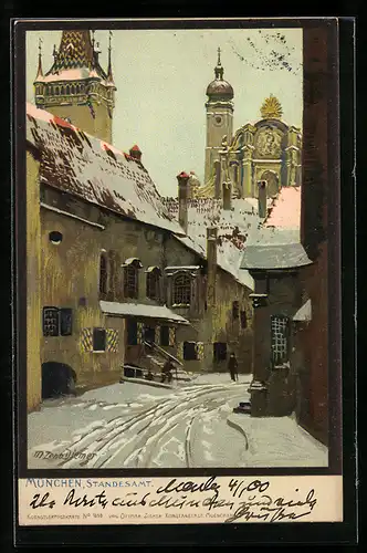 Künstler-AK Zeno Diemer: München, Verschneites Standesamt