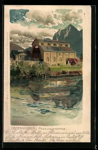 Künstler-AK Zeno Diemer: Oberammergau, Blick auf das Passionstheater