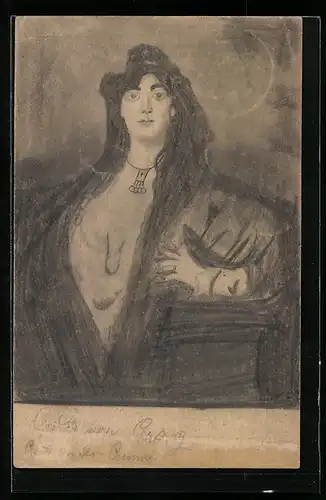 Künstler-AK Handgemalt: Dame im Porträt