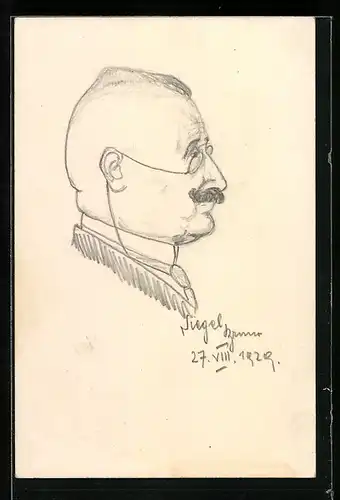 Künstler-AK Handgemalt: Porträt eines Herren in Profilansicht