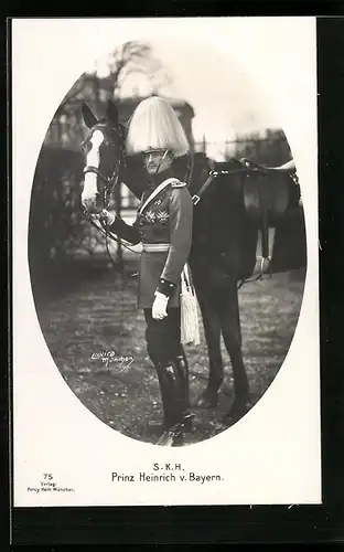 AK S. K. H. Prinz Heinrich von Bayern mit seinem Pferd