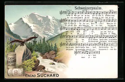 AK Reklame für Cacao Suchard, Lied Schweizerpsalm