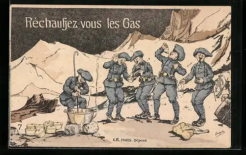 Künstler-AK Charles Denizard (Orens): Réchaufjez-vous les Gas