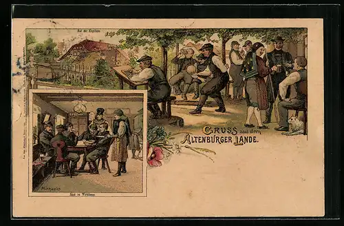 Künstler-AK Michaelis: Gasthaus Altenburger Lande, Skat im Wirtshause