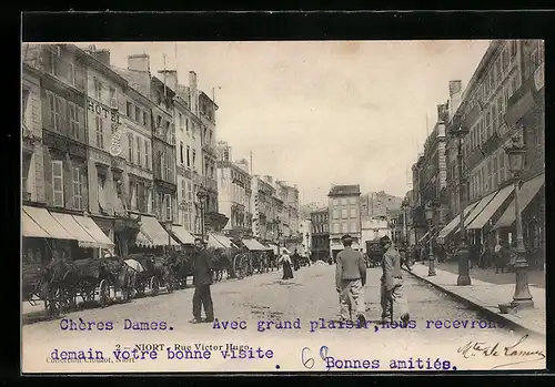 AK Niort, Rue Victor Hugo mit Hotel