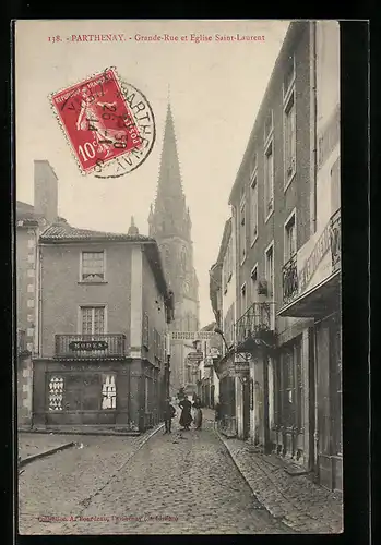 AK Parthenay, Grande Rue et Eglise Saint-Laurent