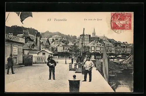 AK Trouville, Partie am Hafen