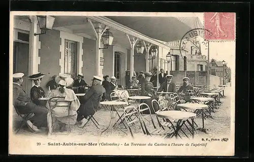 AK Saint-Aubin-sur-Mer, La Terrasse du Casino a l`heure de l`aperitif