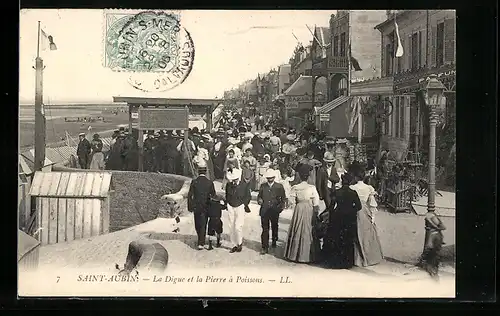 AK Saint-Aubin, La Digue et la Pierre à Poissons